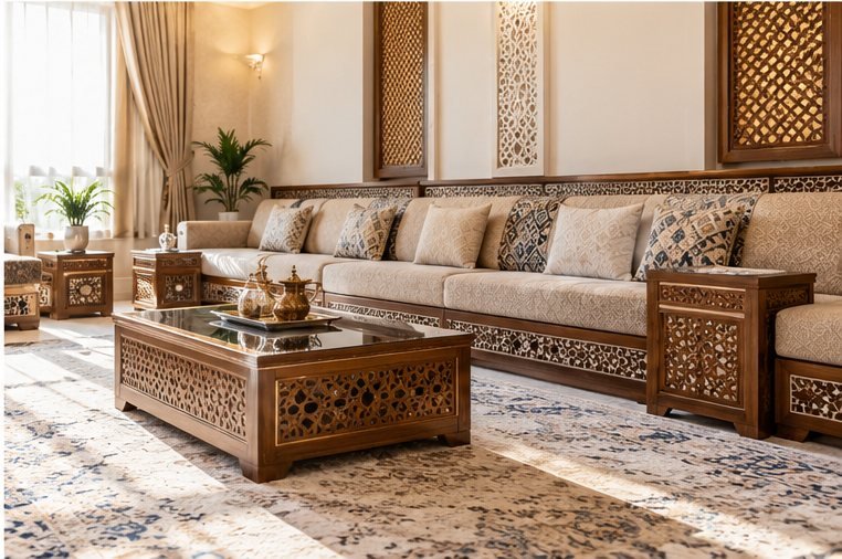 مجلس مرتب ونظيف بعد أعمال التنظيف